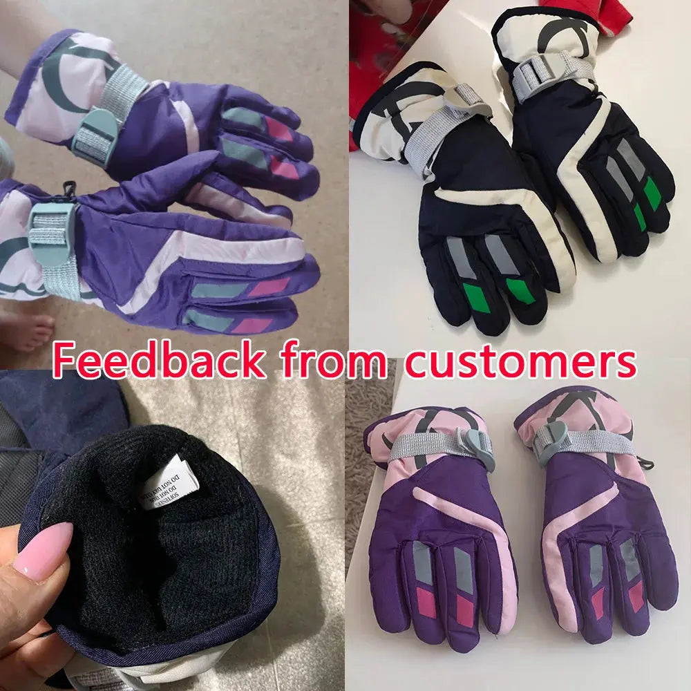 Thermal Ski Gloves Children Kids Winter Fleece Waterproof Warm Child Snowboard Snow Gloves 3 Fingers for Skiing Riding перч