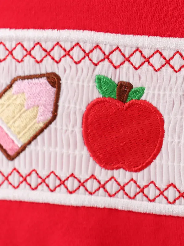 Boys Back to School Pencil Apple Applique Plaid Shorts Set Rylee Faith Designs