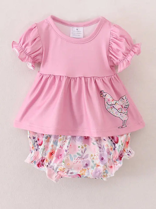 Pink Baby Girls Farm Short Set Rylee Faith Designs