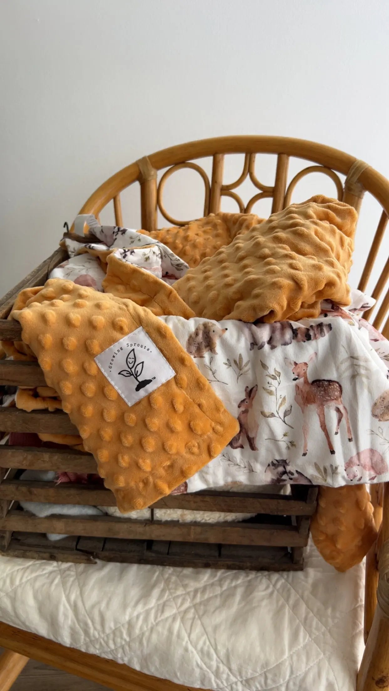 Forest Friends Minky Blanket Growing Sprouts