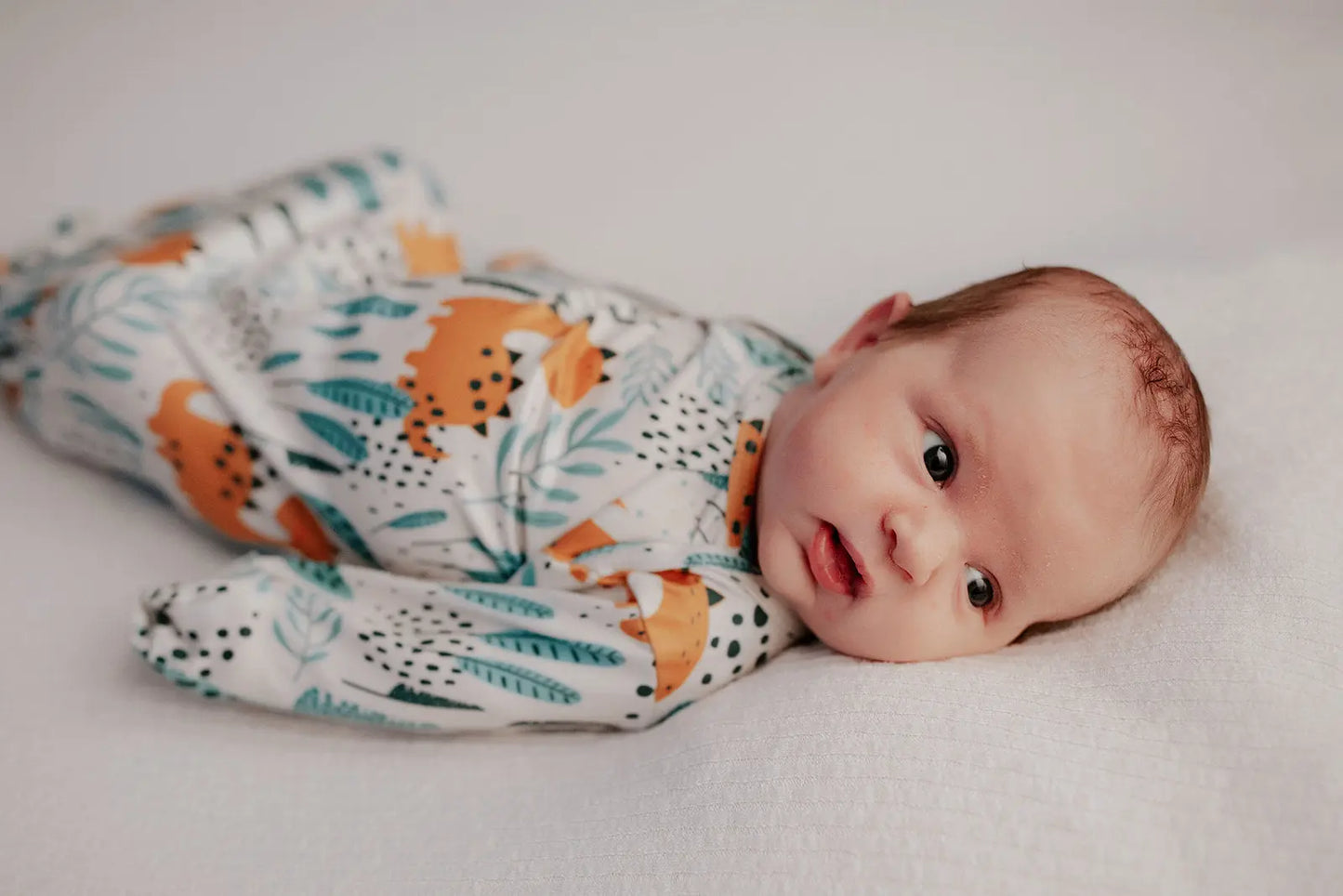 Dinosaur Themed Newborn Knotted Gown Three Little Tots