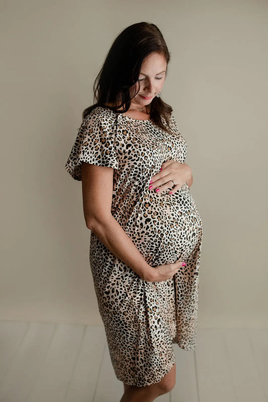 Mommy Labor and Delivery Nursing Hospital Gown - Comfortable Maternity & Postpartum Wear Three Little Tots
