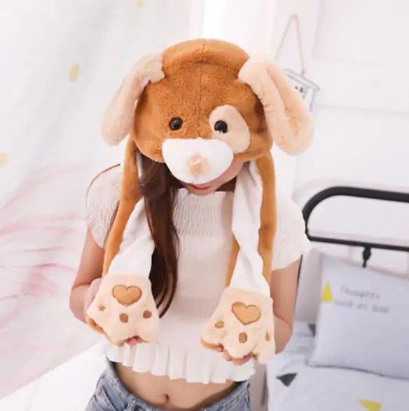 Rabbit Ear Airbag Hat: Fun Plush Toy Cap for Kids and Adults