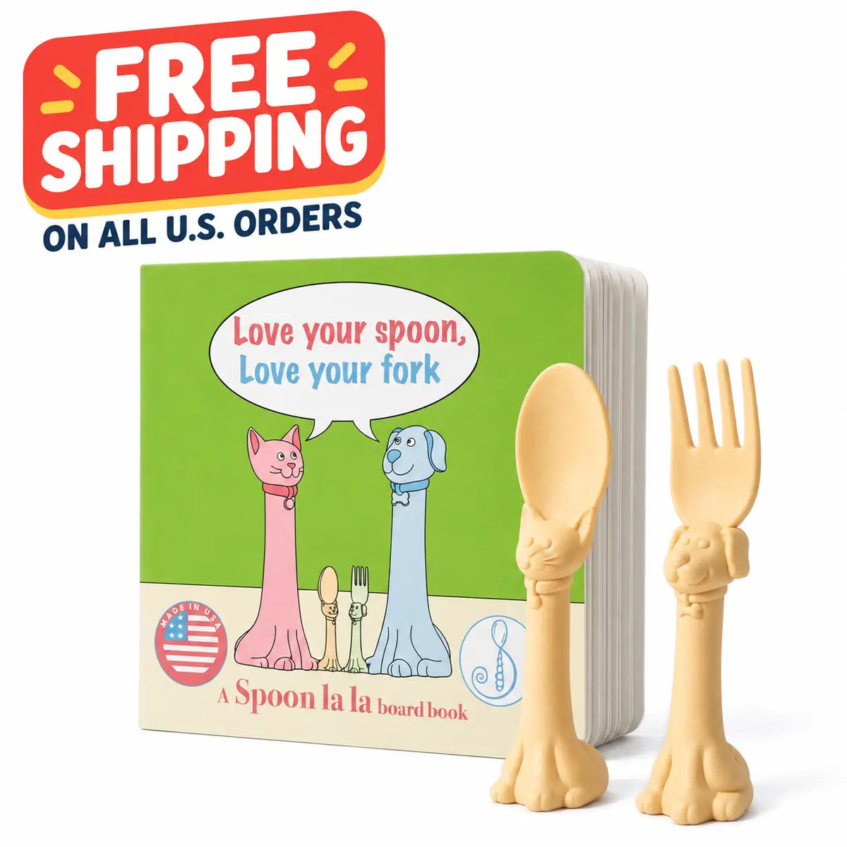 Spoon la la Utensils + Board Book