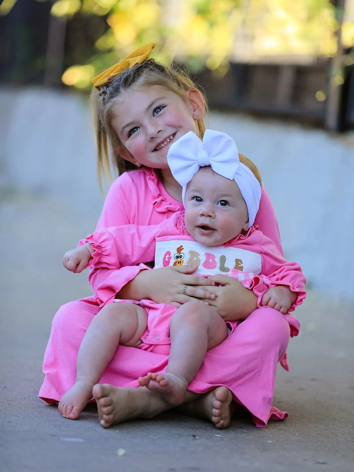 Fall Thanksgiving& Halloween "GOBBLE" Smock Embroidery Baby Girl Dress Rylee Faith Designs