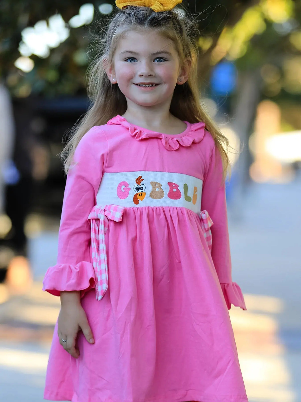 Fall Thanksgiving& Halloween "GOBBLE" Smock Embroidery Baby Girl Dress Rylee Faith Designs