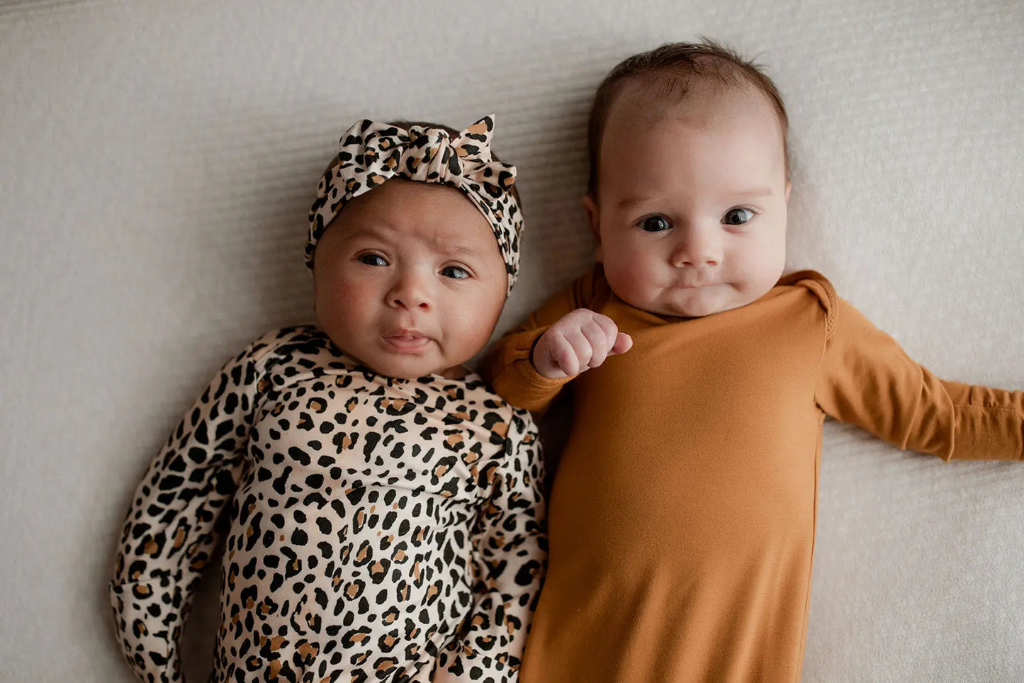 Leopard Knotted Newborn Baby Gown Three Little Tots