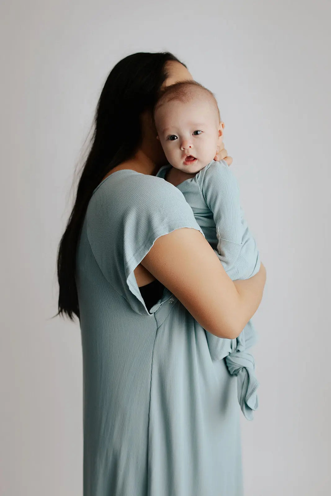 Blue Bird Ribbed Knotted Newborn Gown Three Little Tots