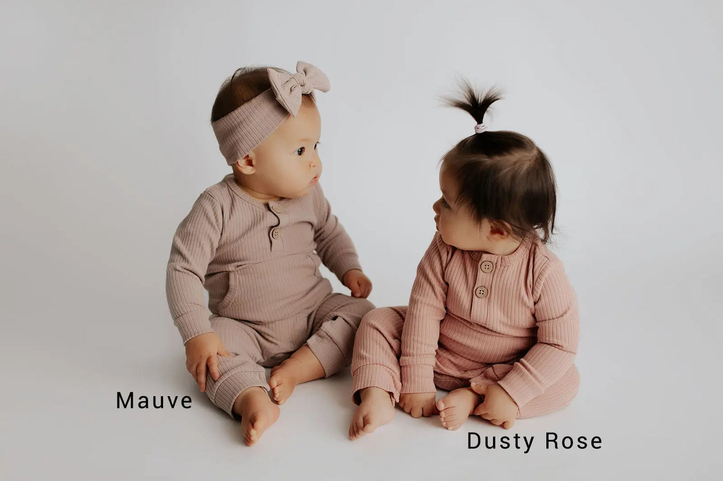 Dusty Rose Pink Baby Ribbed Playsuit with pockets Three Little Tots