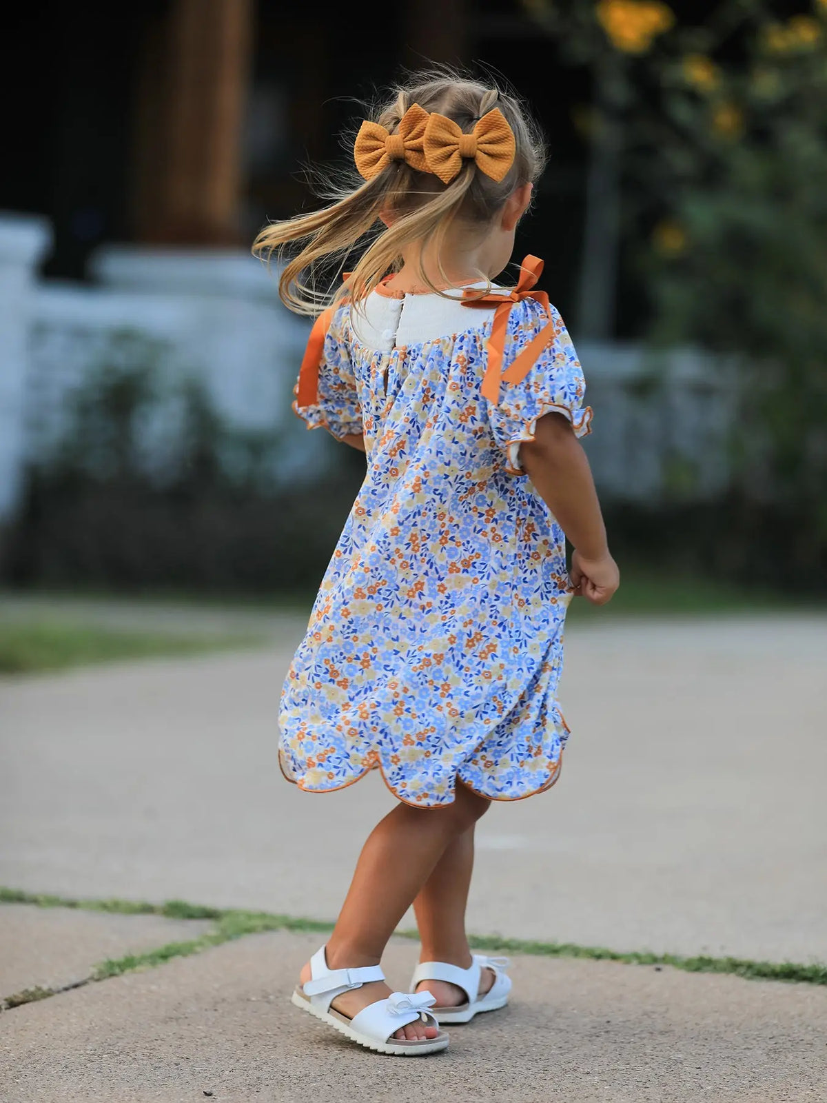 Fall Floral Smocked Girls Dress