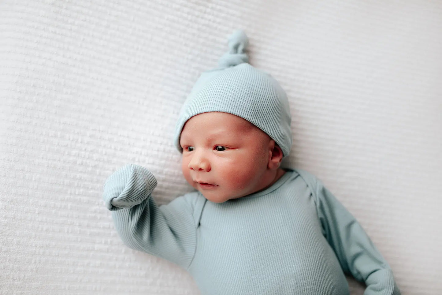 Blue Bird Ribbed Knotted Newborn Gown Three Little Tots
