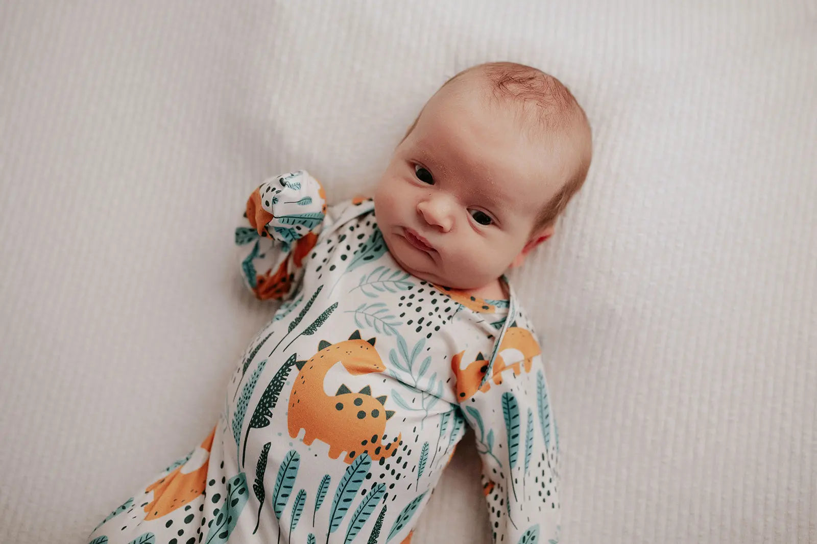 Dinosaur Themed Newborn Knotted Gown Three Little Tots