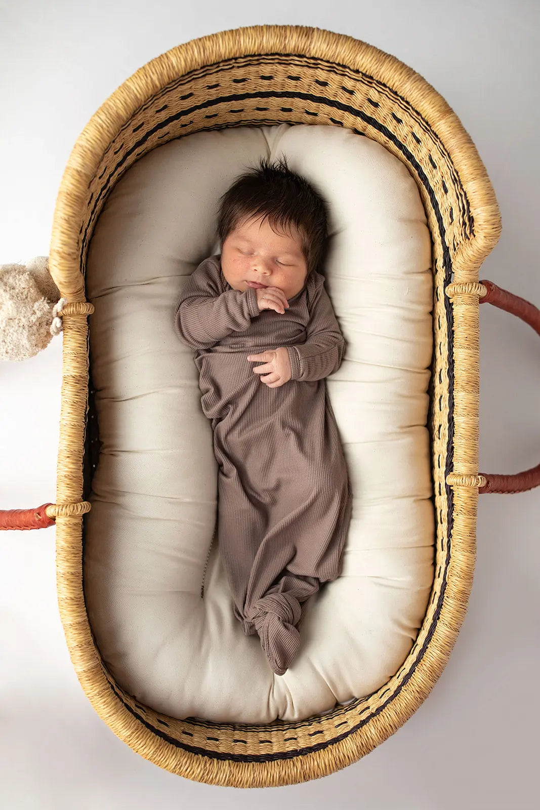 Cocoa Brown Ribbed Knotted Newborn Baby Gown Three Little Tots
