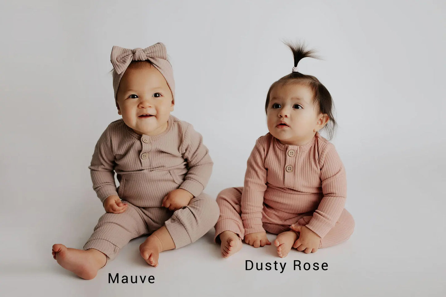 Dusty Rose Pink Baby Ribbed Playsuit with pockets Three Little Tots