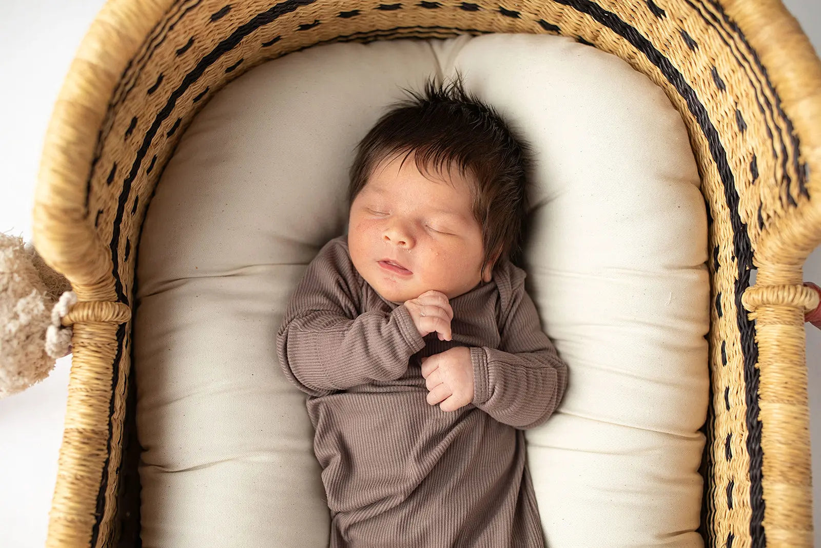 Cocoa Brown Ribbed Knotted Newborn Baby Gown Three Little Tots