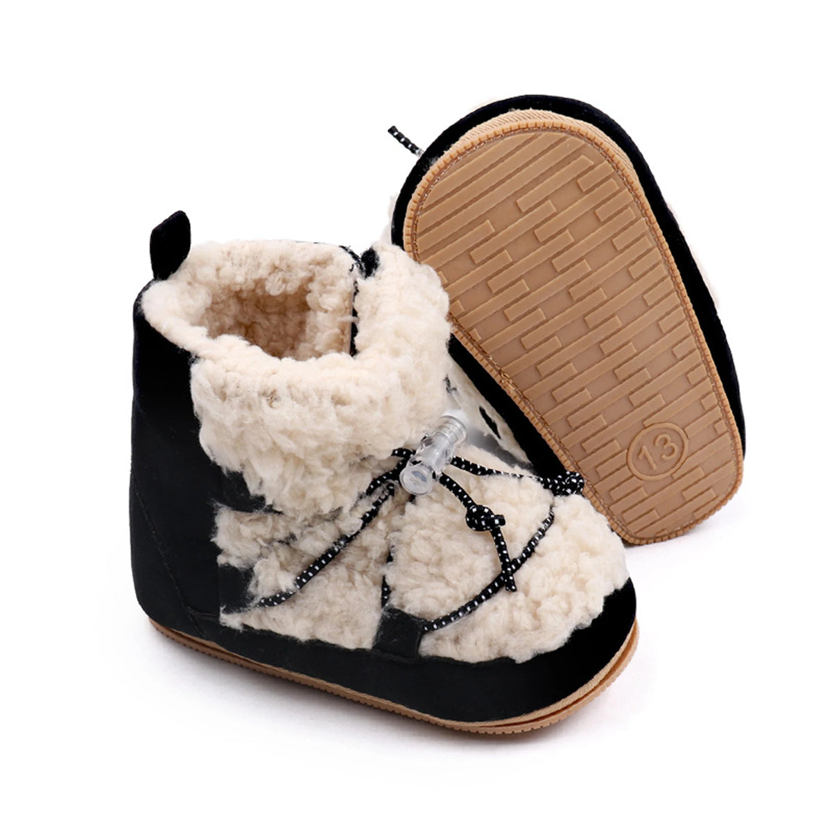 Pudcoco Newborn Girls Snow Boots Coral Fleece Winter Cute Ankle Boots Warm Baby Walking Shoes for Toddler Infant