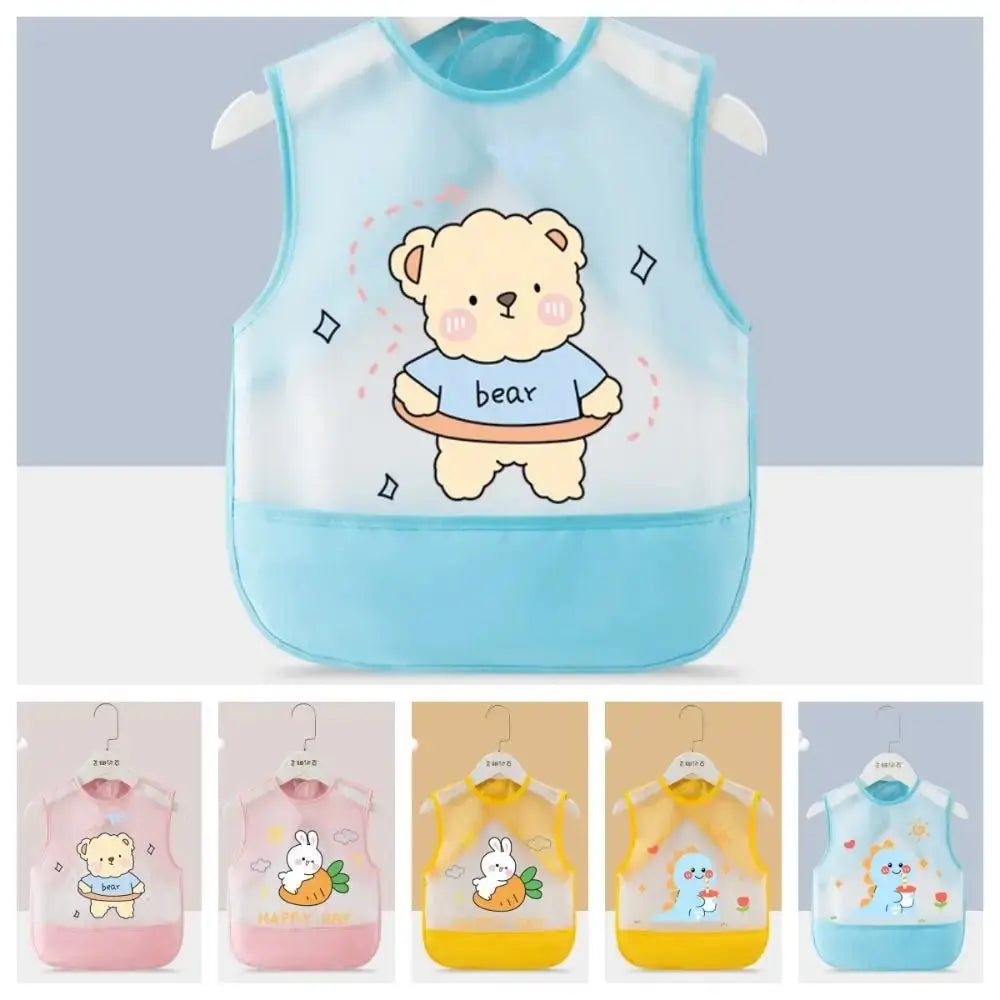Waterproof Baby Eating Infant Toddler Baby Cartoon Sleeveless Art Apron Feeding Bib for Boys Girls Soft Baby Bibs Burp Clothes