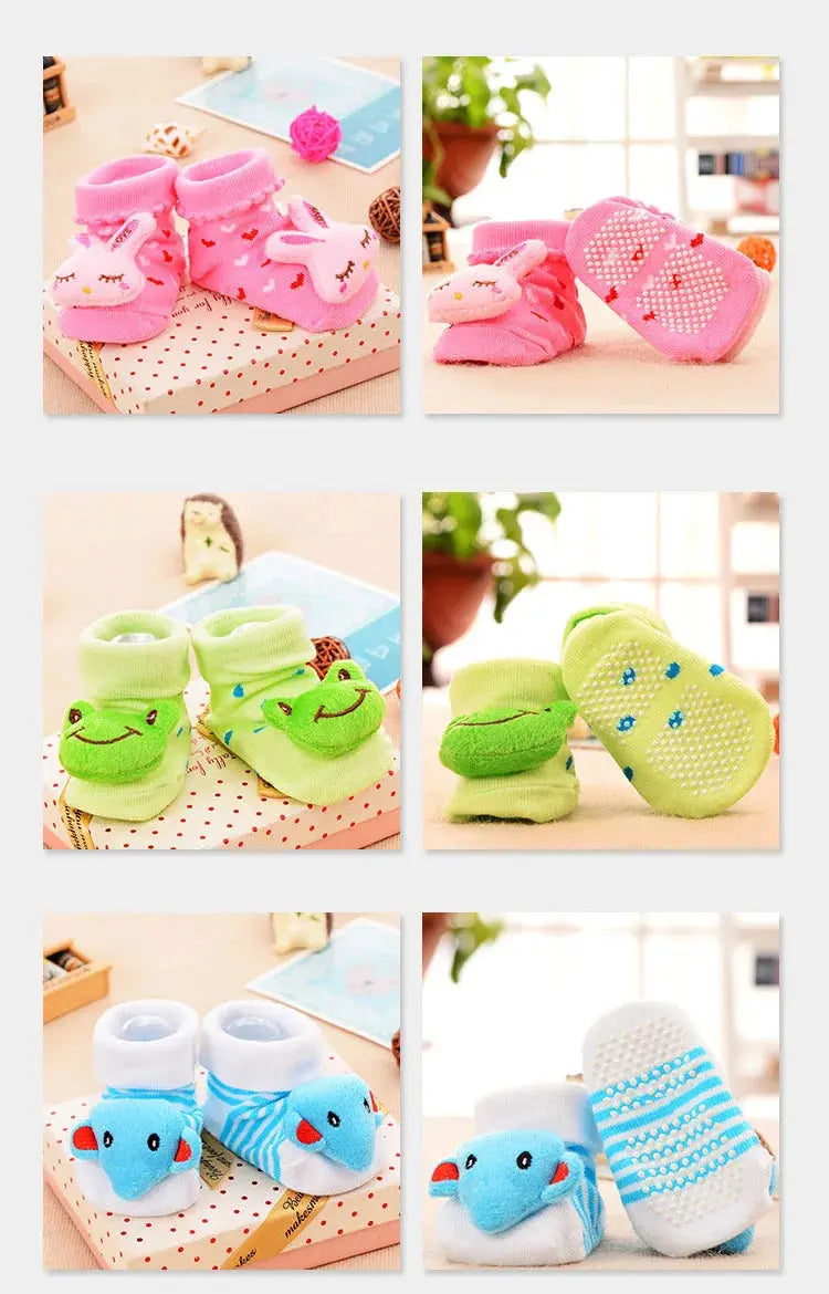 1 Pair Cotton Baby Socks Rubber Anti Slip Boy Girl Floor Kids Toddlers Autumn Spring Animal Infant Newborn Cute Gift
