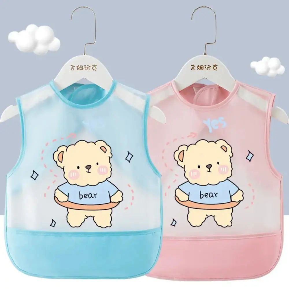 Waterproof Baby Eating Infant Toddler Baby Cartoon Sleeveless Art Apron Feeding Bib for Boys Girls Soft Baby Bibs Burp Clothes