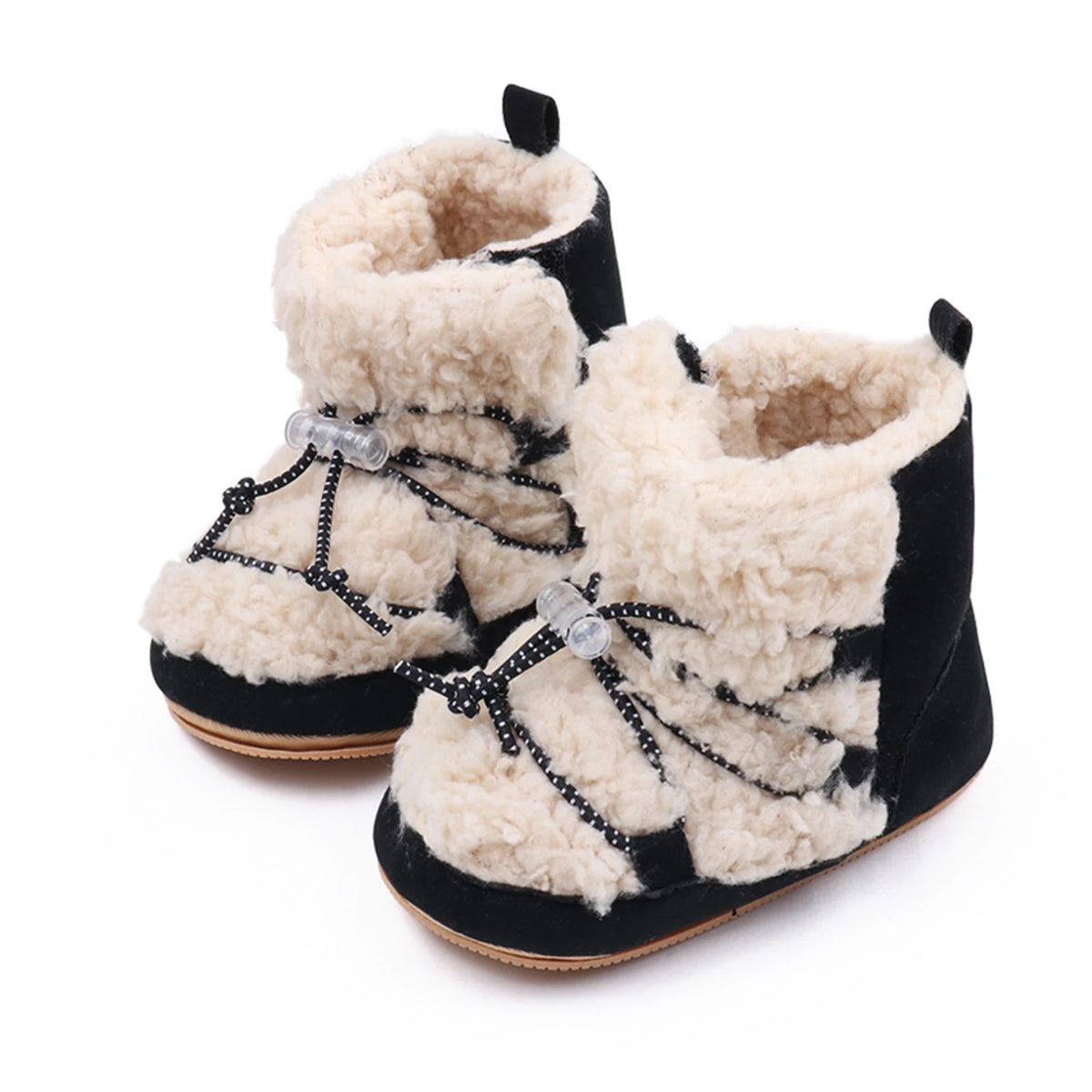Pudcoco Newborn Girls Snow Boots Coral Fleece Winter Cute Ankle Boots Warm Baby Walking Shoes for Toddler Infant