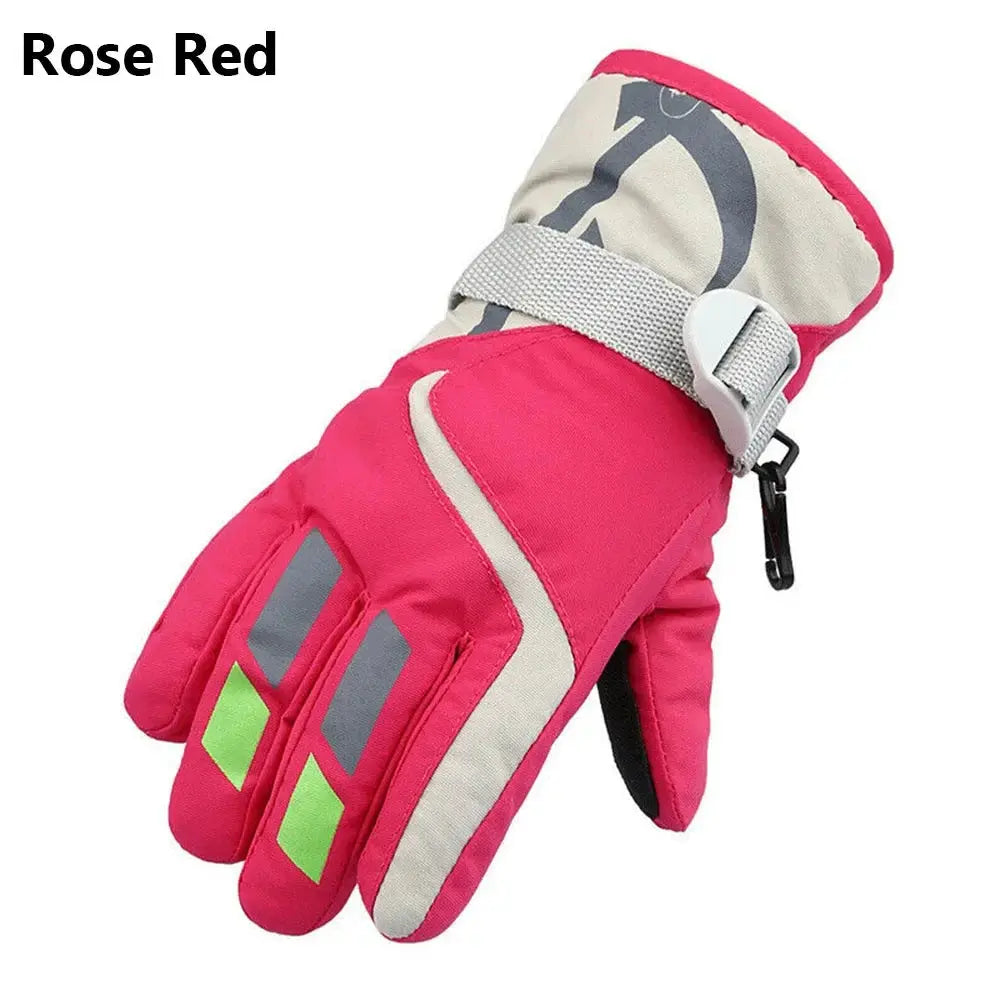 Thermal Ski Gloves Children Kids Winter Fleece Waterproof Warm Child Snowboard Snow Gloves 3 Fingers for Skiing Riding перч