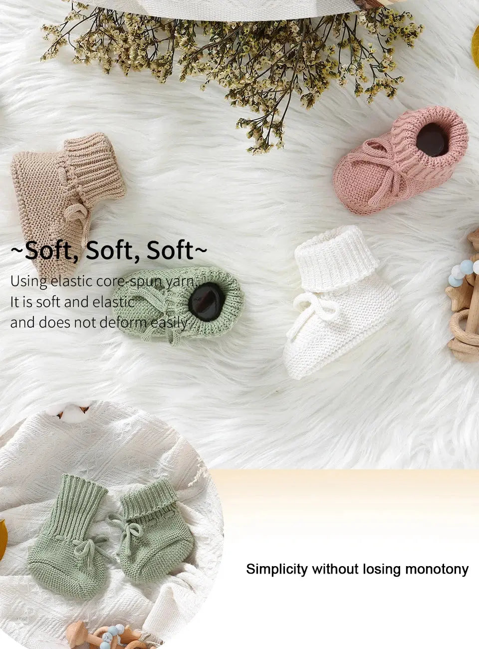 Baby Shoes Solid Color Knitted Newborn Boys and Girls Boots First Walkers Soft Bottom Infant Unisex Footwear 0-18m Child Booties