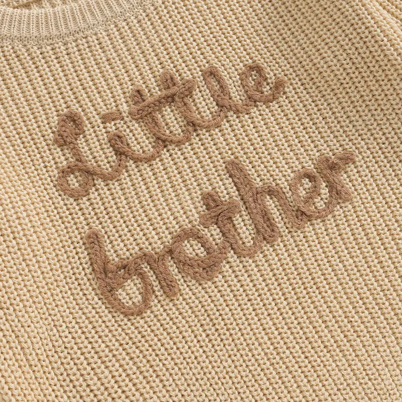 Lioraitiin 0-18M Baby Boys Sweater Letter Embroidery Crew Neck Long Sleeve Pullovers Fall Toddler Clothes Tops