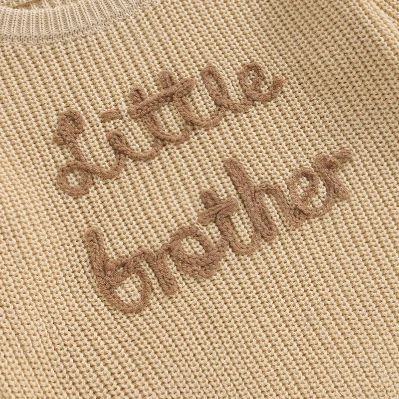 Lioraitiin 0-18M Baby Boys Sweater Letter Embroidery Crew Neck Long Sleeve Pullovers Fall Toddler Clothes Tops
