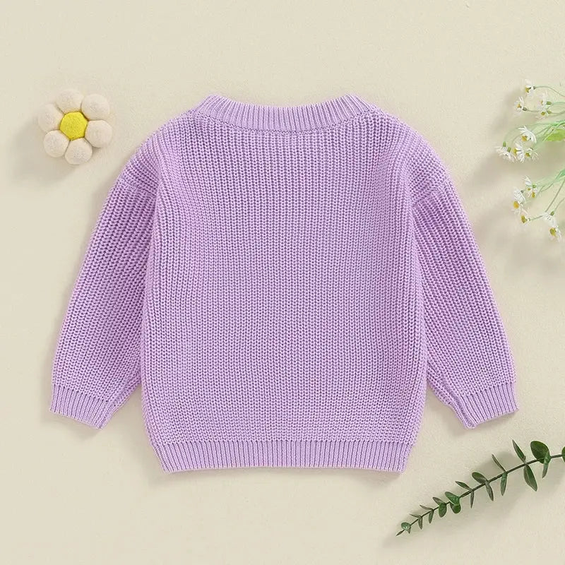 Big Sister Sweaters Cute Long Sleeve Letter Embroidery Knit Pullover Toddler Loose Tops