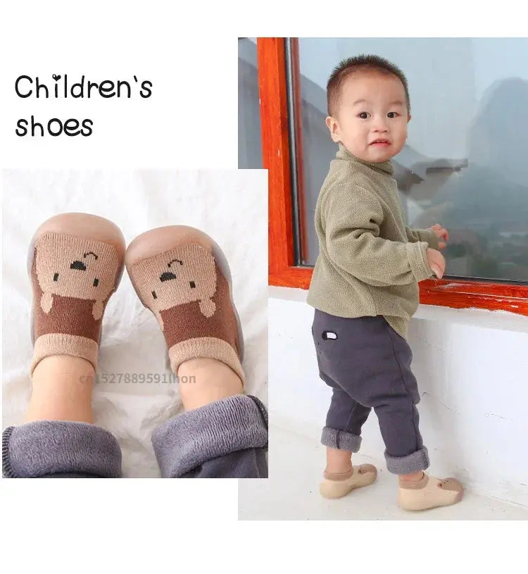 Children Anti-slip Shoes Newborn Baby Girl Cotton Non-slip Floor Socks Baby Boy Rubber Sole Cartoon Indoor Socks Infant Shoes