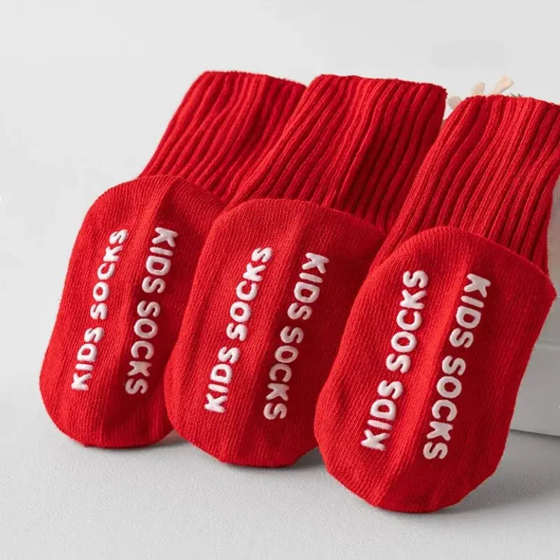 Christmas Baby Socks For Boys Girls Autumn Winter Toddler Anti-slip Floor Socks Red Festive New Year Sock 0-3 Years