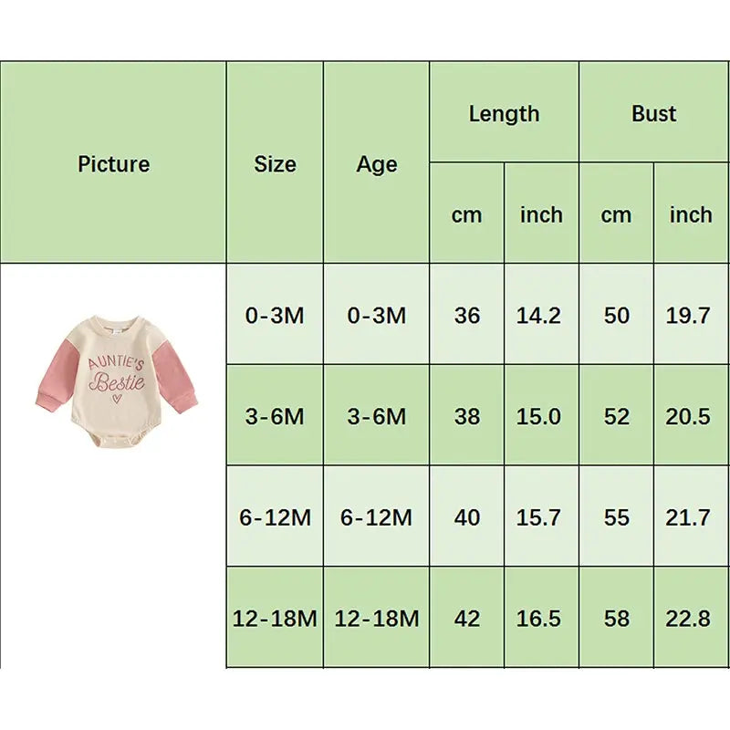 Newborn Baby Girl Clothes Long Sleeve Aunties Bestie Embroidery Romper Waffle Bodysuit Shirt Fall Outfits