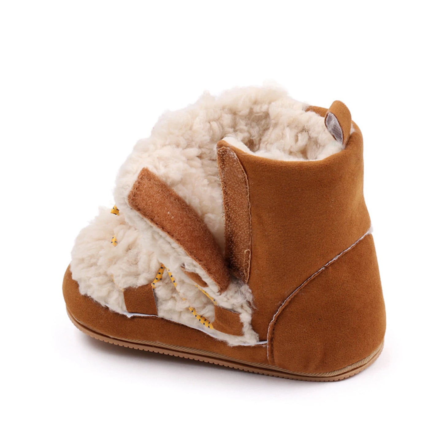 Pudcoco Newborn Girls Snow Boots Coral Fleece Winter Cute Ankle Boots Warm Baby Walking Shoes for Toddler Infant