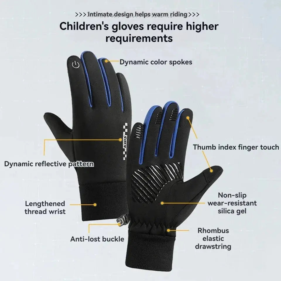 Winter Children's Gloves Padded Warm Wind Cold Riding Gloves Touch Screen Non-slip Ski Gloves Outdoor Sports Gloves