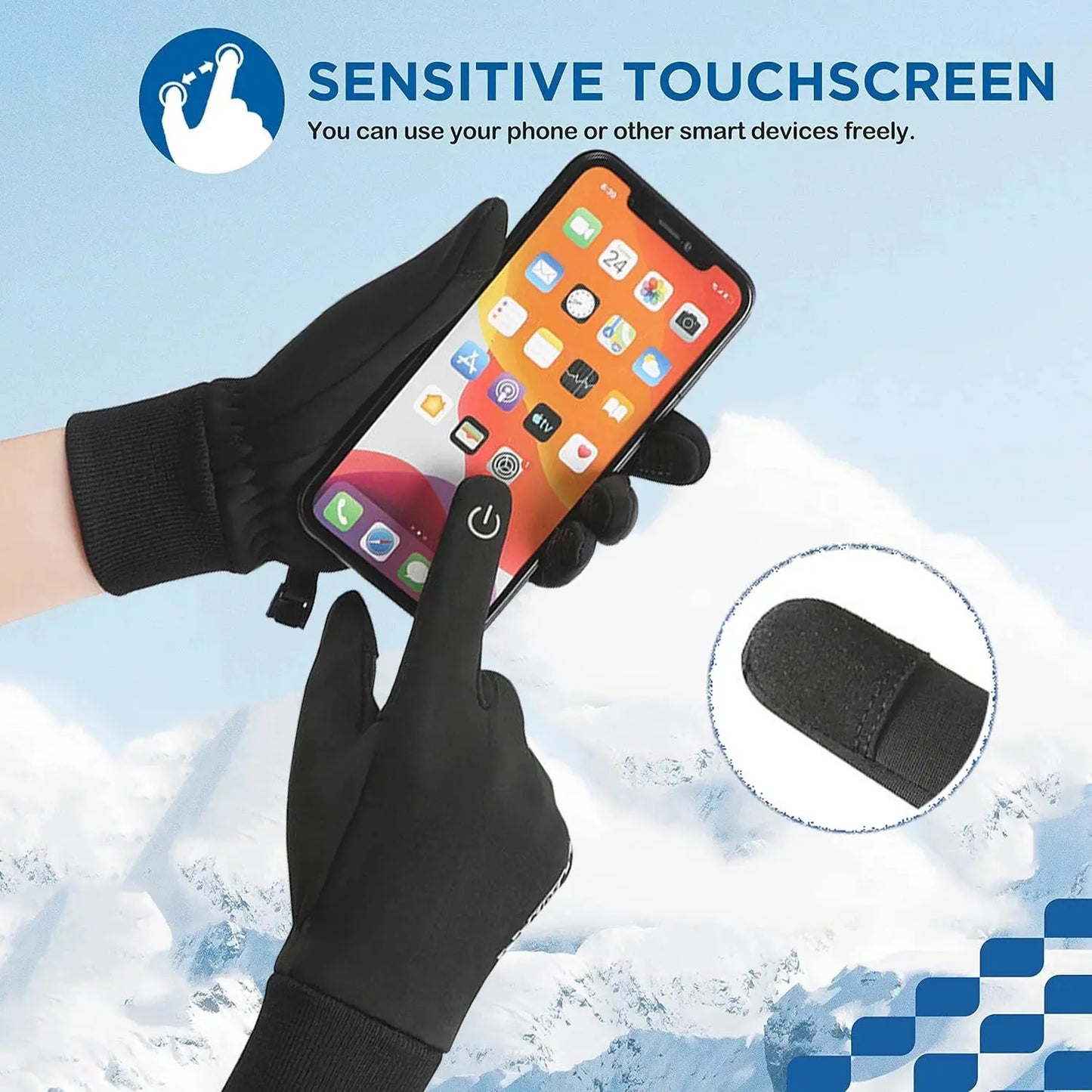 Winter Children's Gloves Padded Warm Wind Cold Riding Gloves Touch Screen Non-slip Ski Gloves Outdoor Sports Gloves