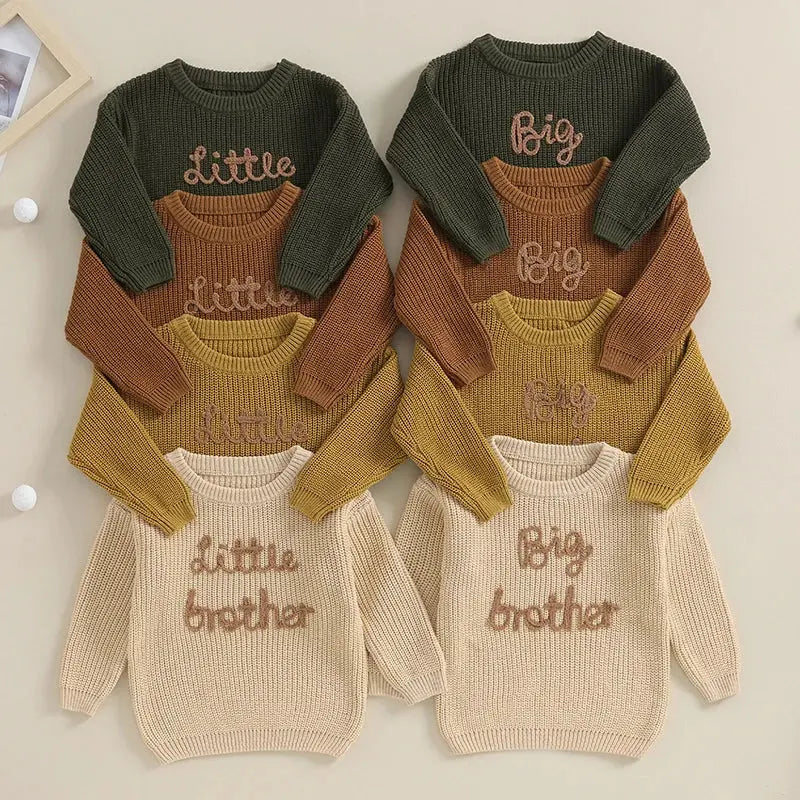 Lioraitiin 0-18M Baby Boys Sweater Letter Embroidery Crew Neck Long Sleeve Pullovers Fall Toddler Clothes Tops