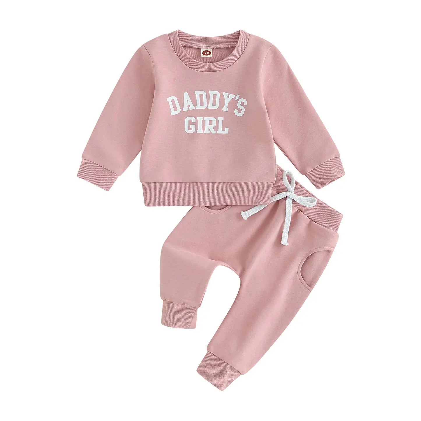 Citgeett Autumn Toddler Baby Girls Outfit Letters Print Long Sleeve Crew Neck Sweatshirt Elastic Waist Pants Fall Clothes