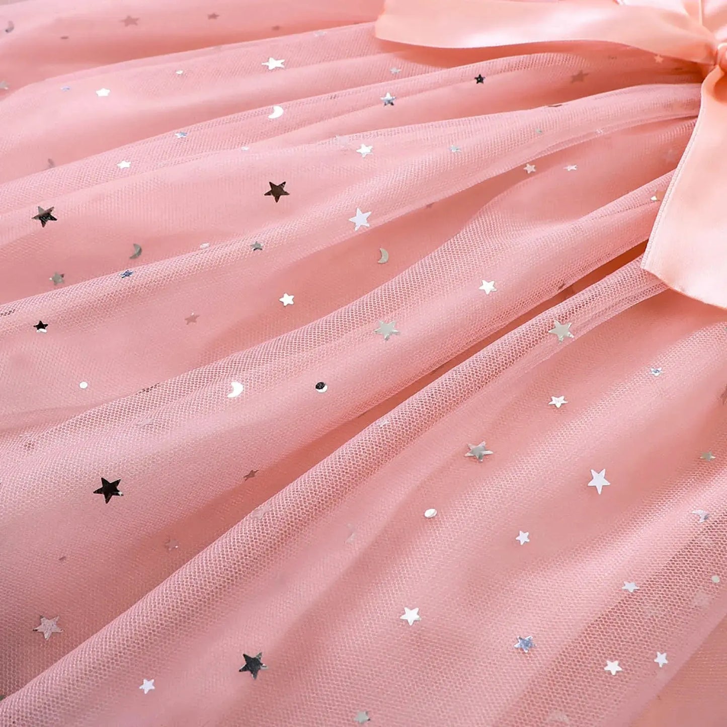 Girls Elegant Dresses Long Sleeve Sequin Design Tulle Bow Dress Christmas New Year Winter Party Girls Dresses