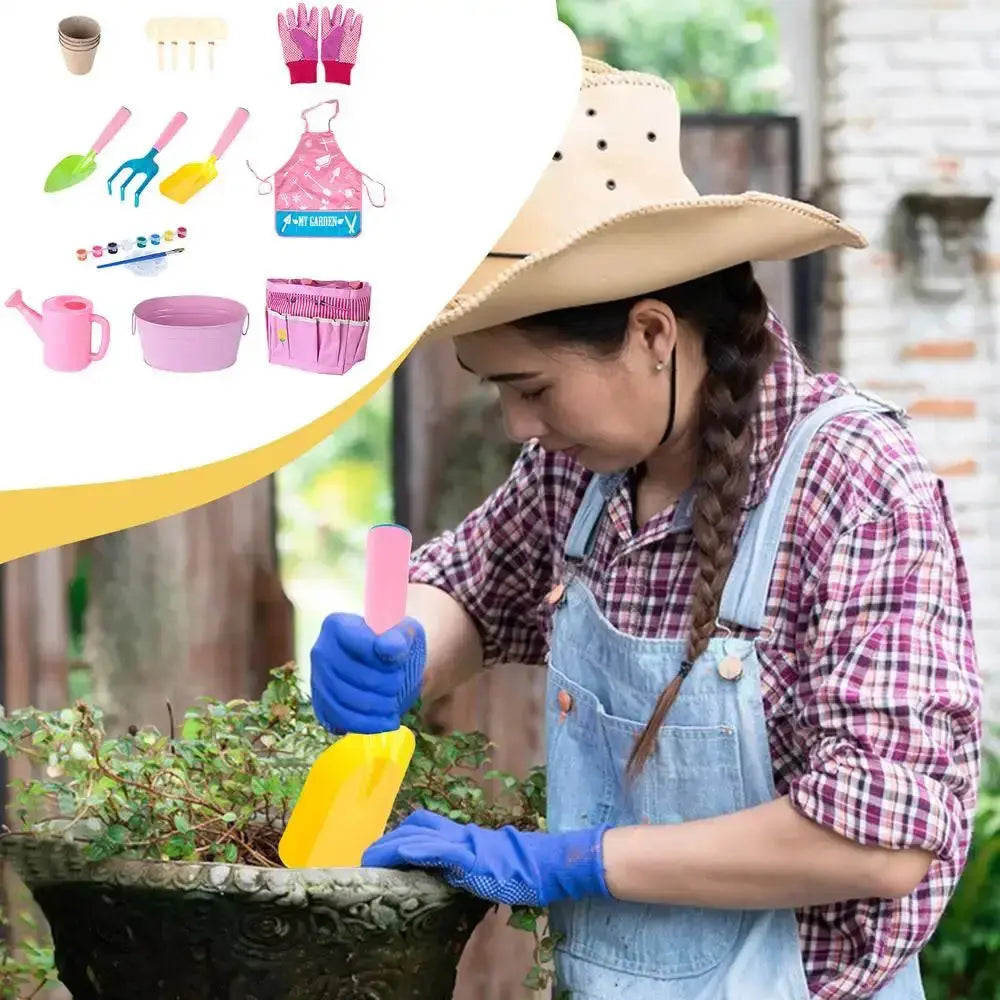 Kids Gardening Tools 20X Garden Tools Set Fun Gardening Play Kit Child Outdoor Toy With Watering Can Shovel Rake Gloves And Dsers