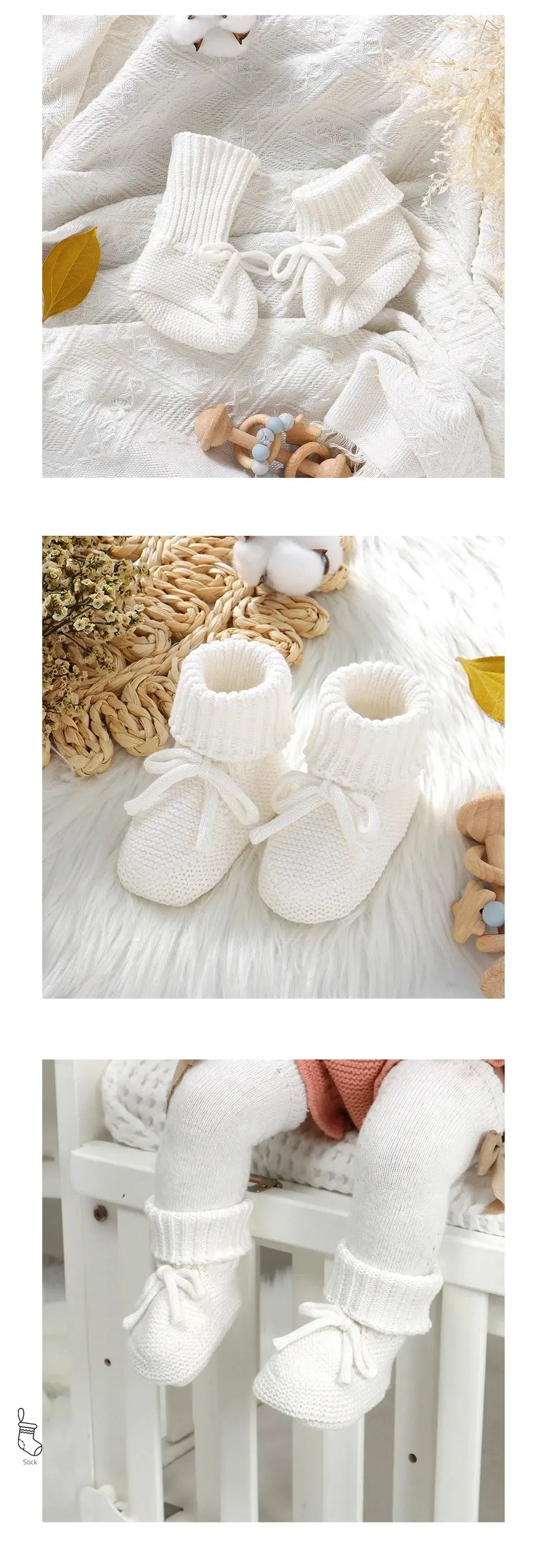Baby Shoes Solid Color Knitted Newborn Boys and Girls Boots First Walkers Soft Bottom Infant Unisex Footwear 0-18m Child Booties