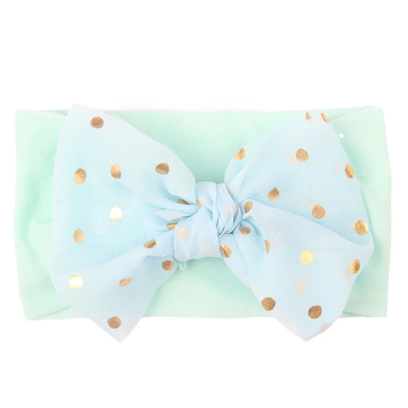 Polka-dot large bow baby headband – soft stretch turban hair accessory for infant girls