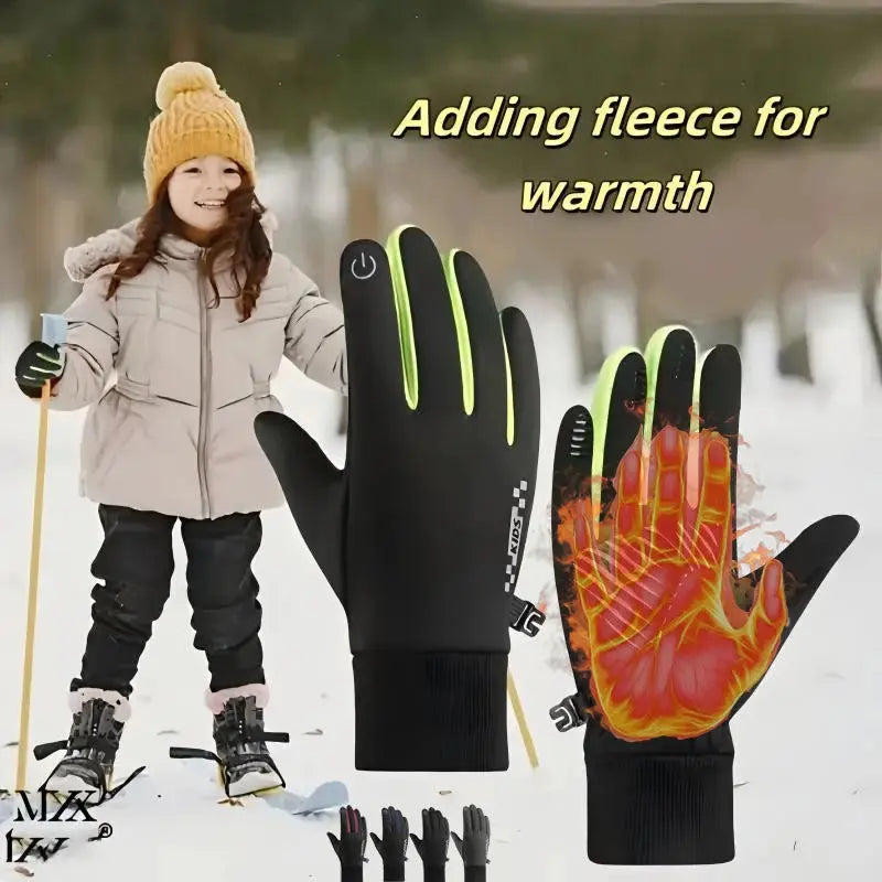 Winter Children's Gloves Padded Warm Wind Cold Riding Gloves Touch Screen Non-slip Ski Gloves Outdoor Sports Gloves