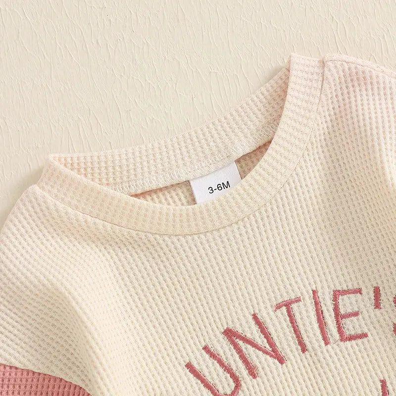 Newborn Baby Girl Clothes Long Sleeve Aunties Bestie Embroidery Romper Waffle Bodysuit Shirt Fall Outfits