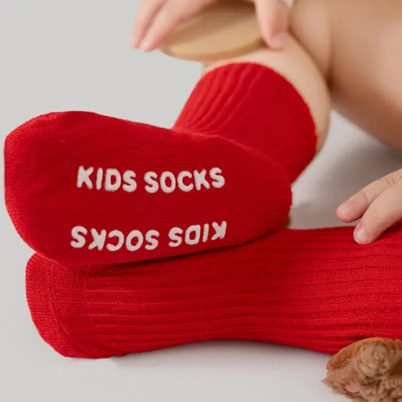 Christmas Baby Socks For Boys Girls Autumn Winter Toddler Anti-slip Floor Socks Red Festive New Year Sock 0-3 Years