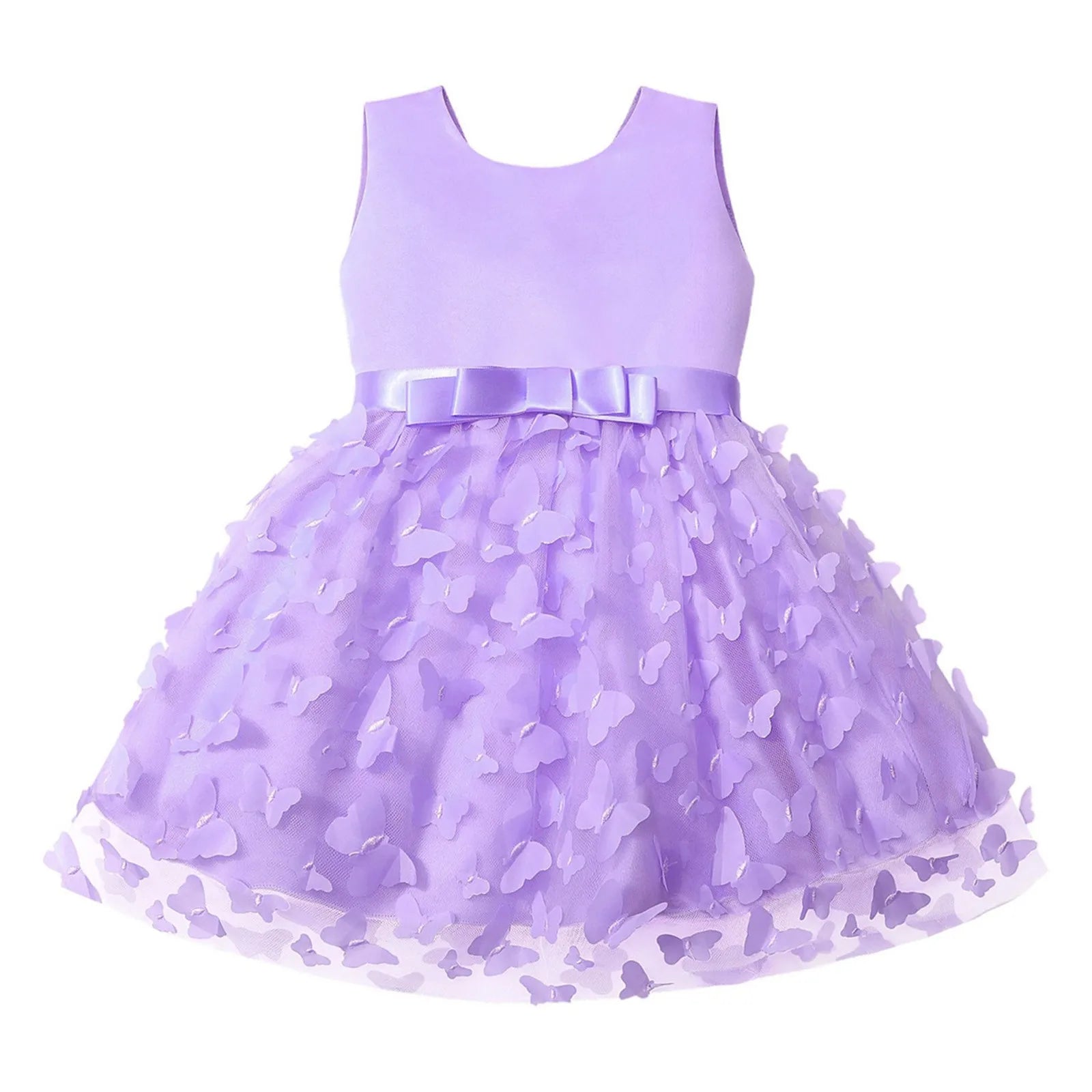 Elegant baby girl party dress with butterfly embroidery, tulle skirt, and bowknot for infant birthdays and pageants