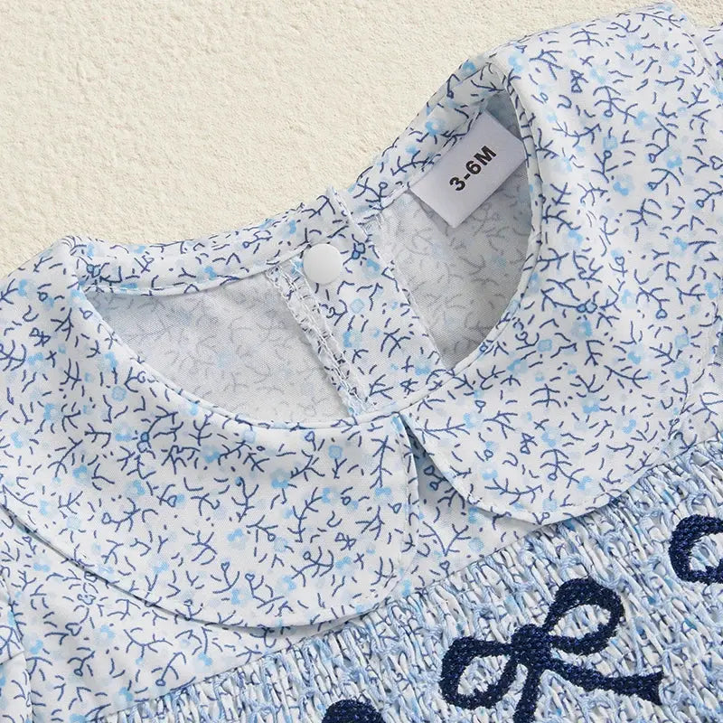 Lioraitiin Summer Baby Girls Romper Dress Short Sleeve Bow Embroidery Floral Print Sweet Romper
