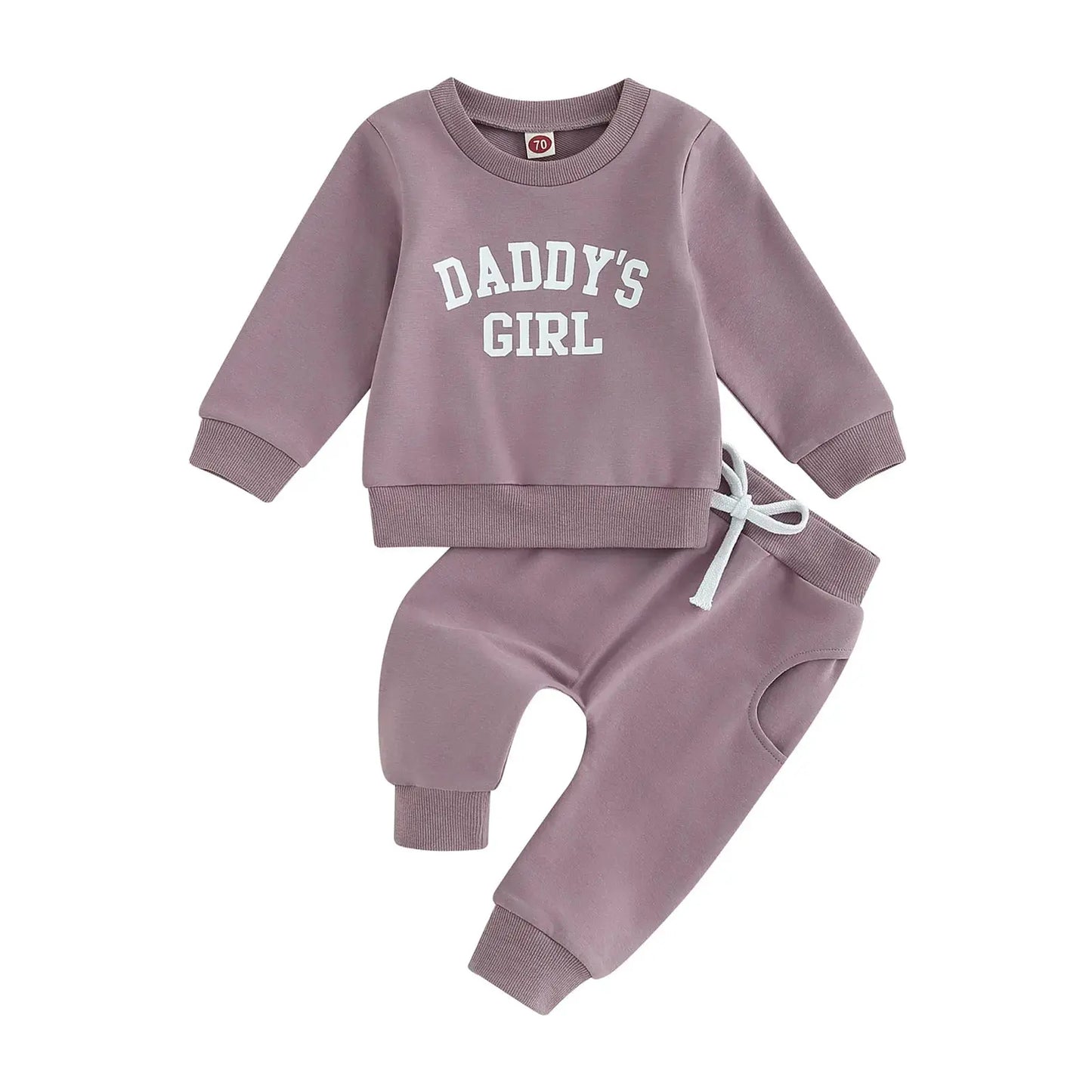Citgeett Autumn Toddler Baby Girls Outfit Letters Print Long Sleeve Crew Neck Sweatshirt Elastic Waist Pants Fall Clothes