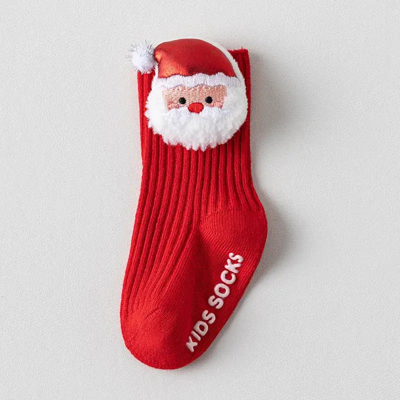 Christmas Baby Socks For Boys Girls Autumn Winter Toddler Anti-slip Floor Socks Red Festive New Year Sock 0-3 Years