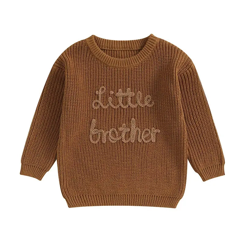 Lioraitiin 0-18M Baby Boys Sweater Letter Embroidery Crew Neck Long Sleeve Pullovers Fall Toddler Clothes Tops