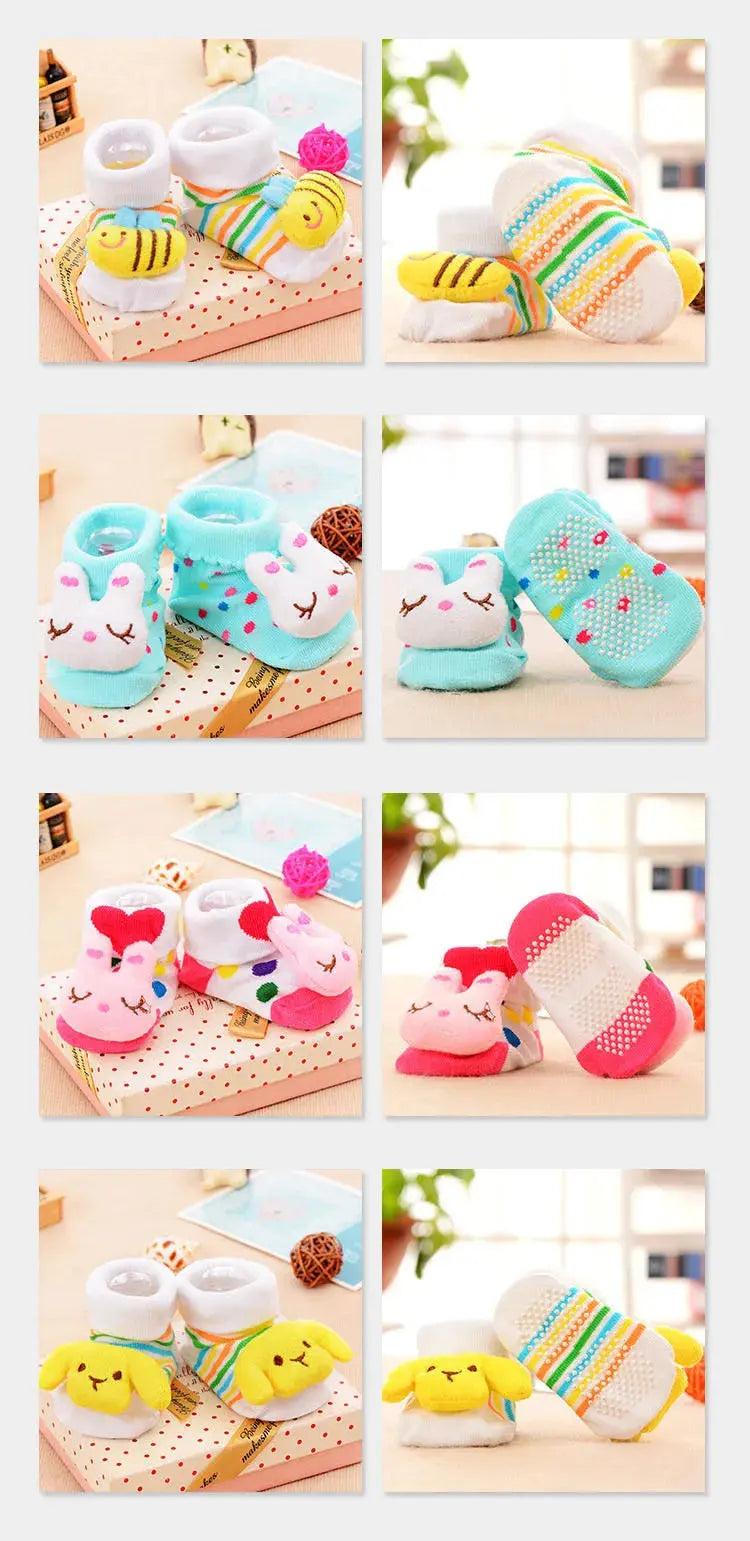 1 Pair Cotton Baby Socks Rubber Anti Slip Boy Girl Floor Kids Toddlers Autumn Spring Animal Infant Newborn Cute Gift